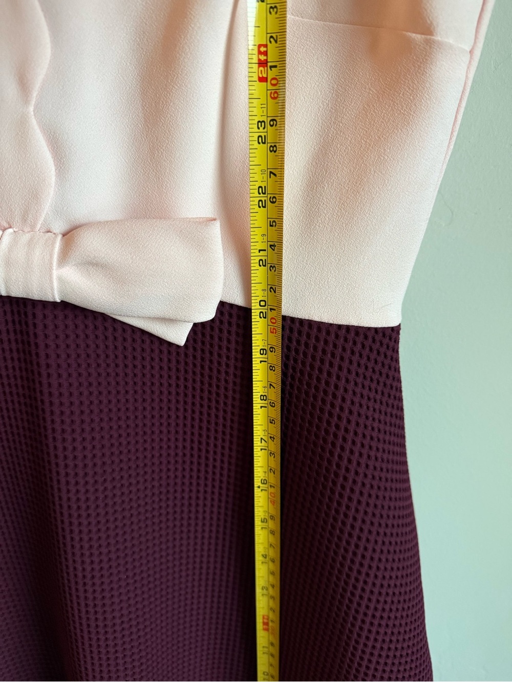 Ted Baker Blush and Burgundy Scallop A-line dress with Bow detail - Picture 9 of 9